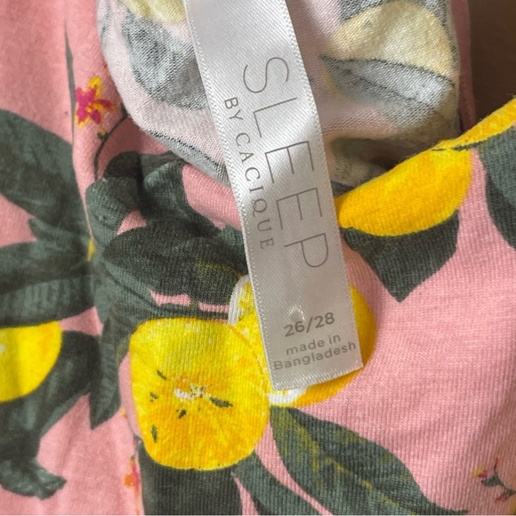 NWOT Cacique Lane Bryant Pink Yellow Lemon Fruit Floral Sleepwear Lounge Dress - Picture 6 of 7
